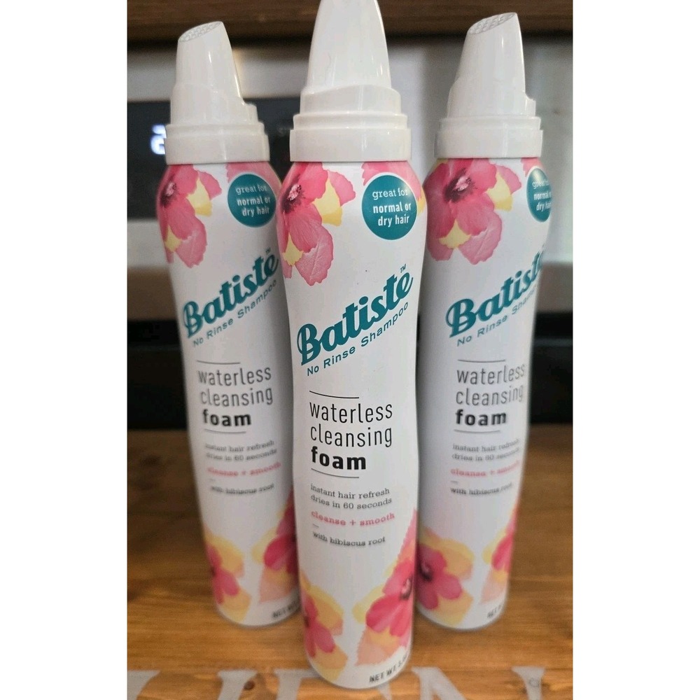 NEW (3) Batiste Waterless Cleansing Foam Cleanse & Smooth Hibiscus Root 3.6 oz